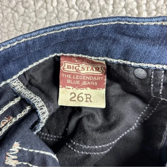 Big Star Liv Skinny Thick Stitch Jeans Women’s 26 R Stretch Dark Wash Low Rise - Picture 9 of 16